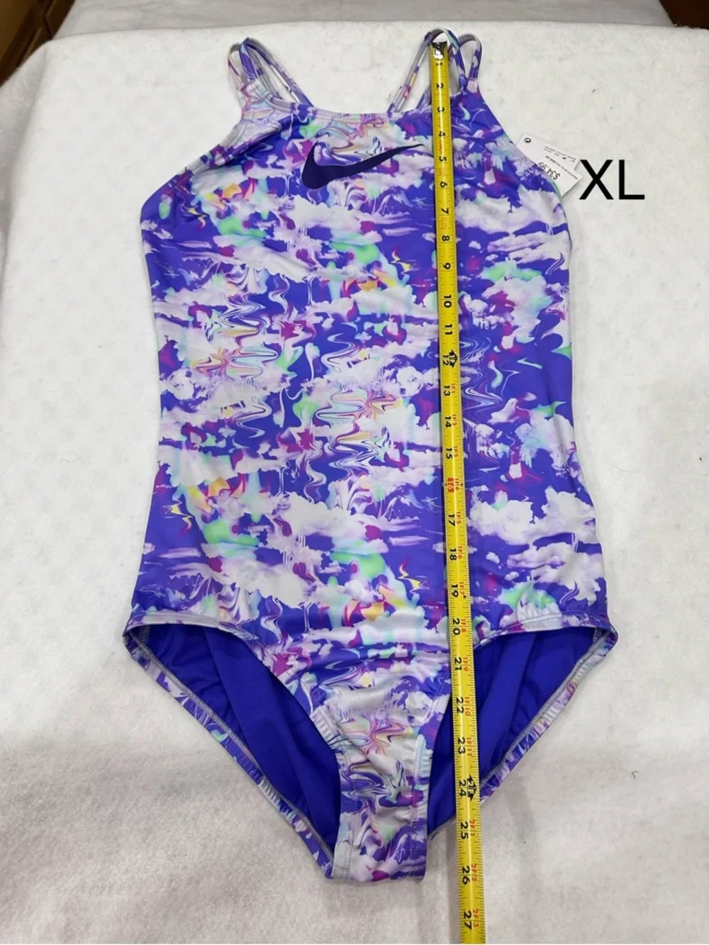 Nike Girls Purple & White Marble One-Piece Swim Suit